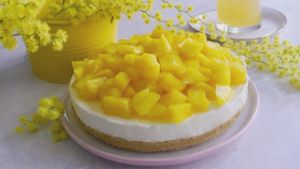 Como hacer Tarta de queso mimosa con mango